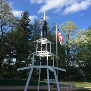 Powder coated church steeple close-up